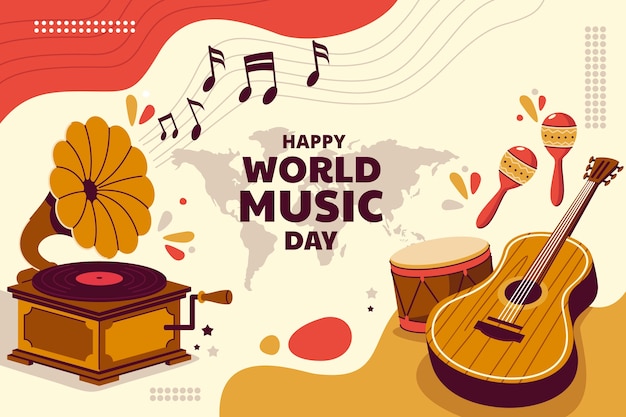 Fundo plano para celebração do dia mundial da música
