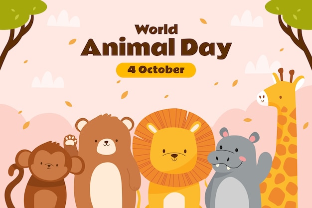 Vetor grátis fundo plano para celebração do dia mundial dos animais