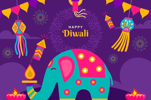 Vetor grátis fundo plano para celebração do festival diwali