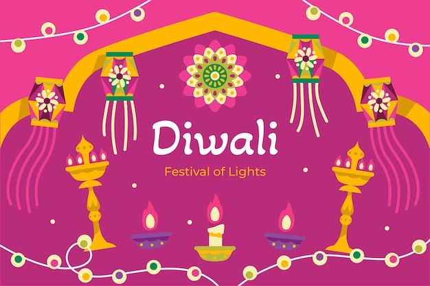 Vetor grátis fundo plano para celebração do festival hindu diwali