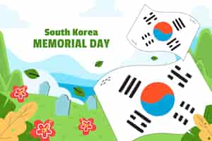 Vetor grátis fundo plano para comemoração do dia memorial coreano