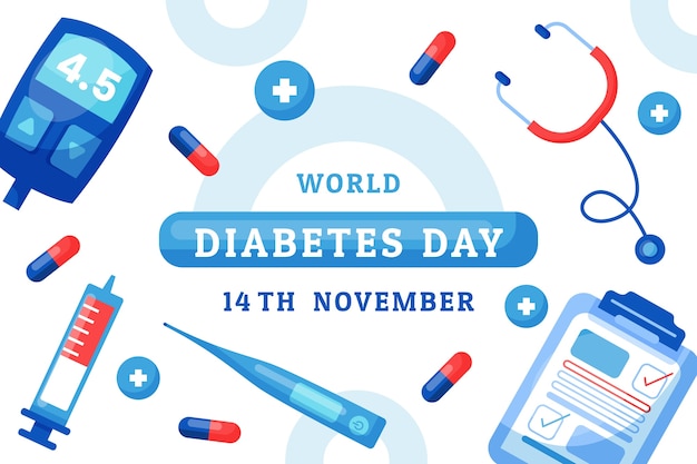 Vetor grátis fundo plano para conscientização do dia mundial do diabetes
