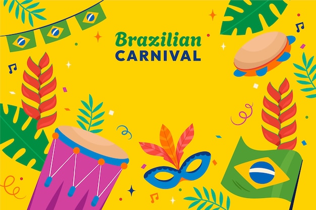 Vetor grátis fundo plano para o carnaval brasileiro