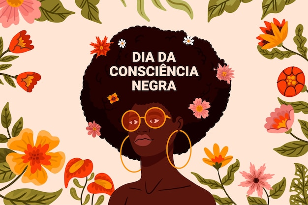 Vetor grátis fundo plano para o dia brasileiro da consciência negra