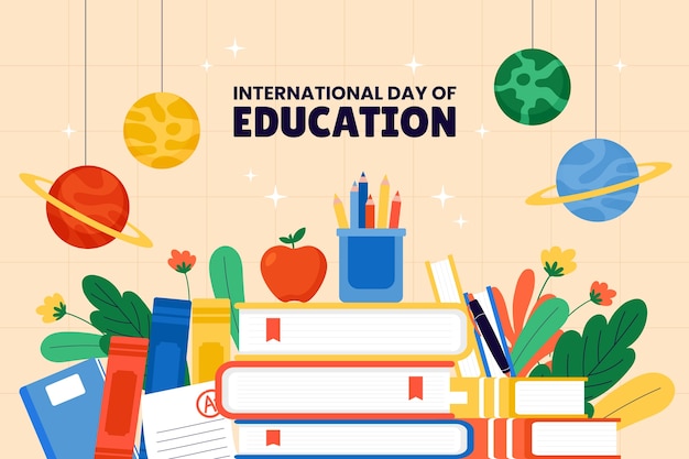 Vetor grátis fundo plano para o dia internacional da educação