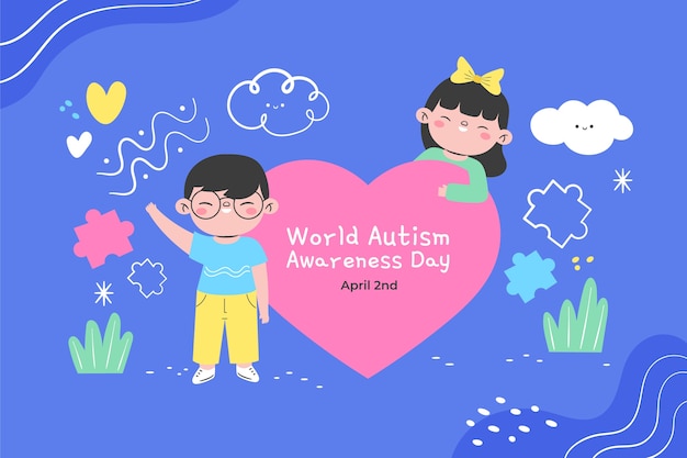 Vetor grátis fundo plano para o dia mundial de conscientização sobre o autismo