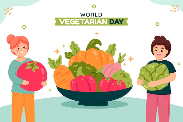 Vetor grátis fundo plano para o dia mundial do vegetariano