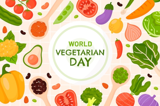 Vetor grátis fundo plano para o dia mundial do vegetariano