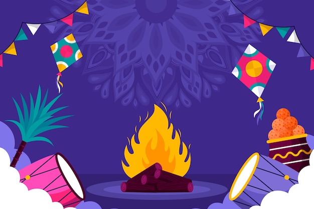 Vetor grátis fundo plano para o festival lohri