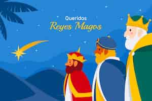 Vetor grátis fundo plano para reyes magos