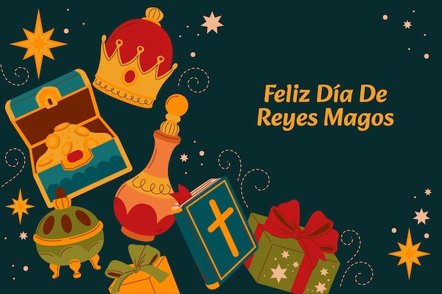 Vetor grátis fundo plano para reyes magos