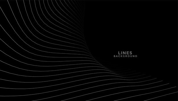 Fundo preto com design de linhas curvas de fluxo
