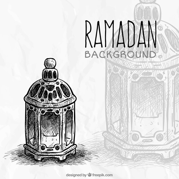 Fundo ramadan esboço lanterna