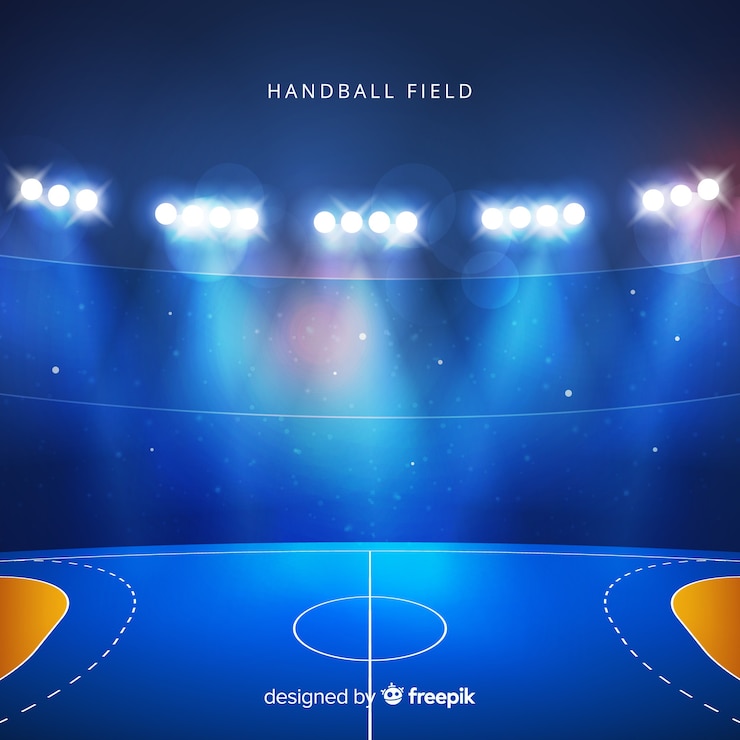 Vetor grátis fundo realista de campo de handebol
