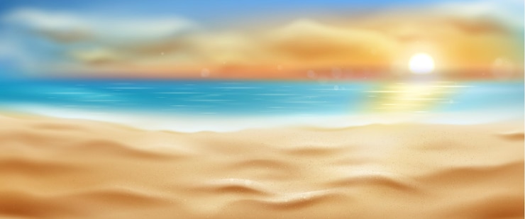 Vetor grátis fundo realista de praia de mar ou oceano com areia