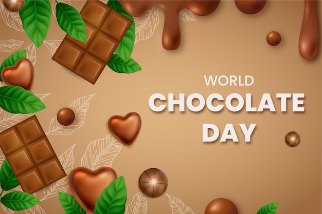 Vetor grátis fundo realista do dia mundial do chocolate com chocolate