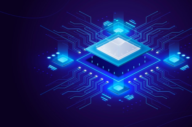 Fundo realista do processador de microchip