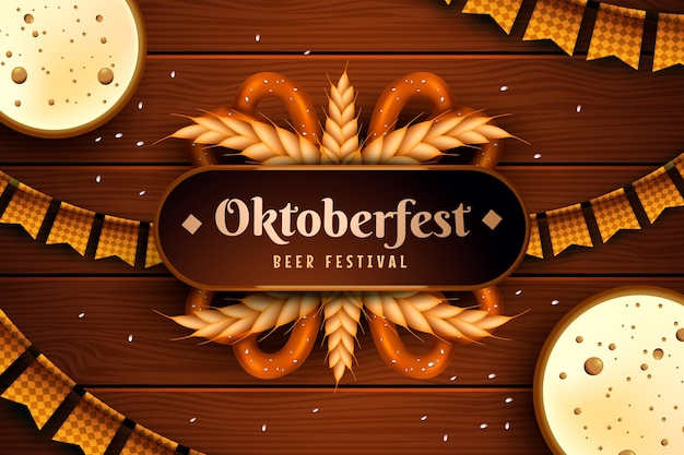 Vetor grátis fundo realista para a celebração do festival de cerveja oktoberfest