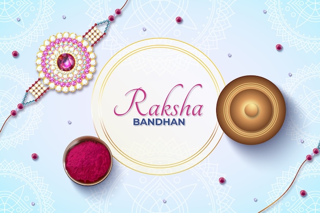 Vetor grátis fundo realista para celebração raksha bandhan