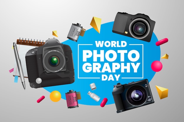 Fundo realista para o dia mundial da fotografia