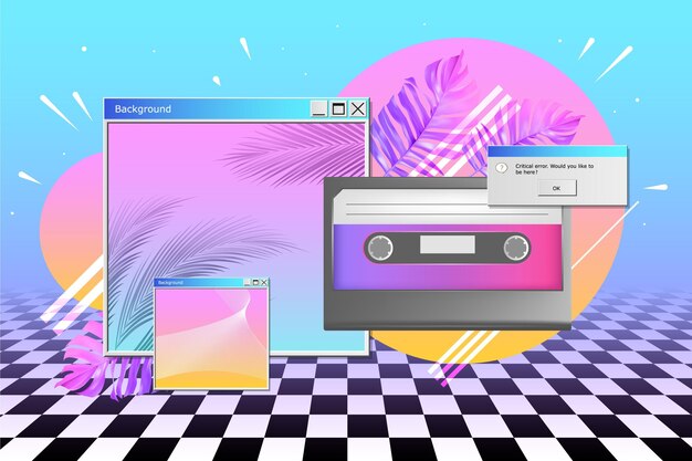 Fundo realista vintage vaporwave