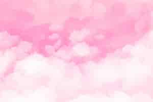 Vetor grátis fundo rosa aquarela pintado à mão com formato de céu e nuvens
