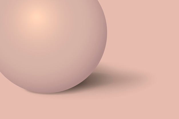 Fundo rosa dourado, forma de esfera 3D em vetor de design pastel