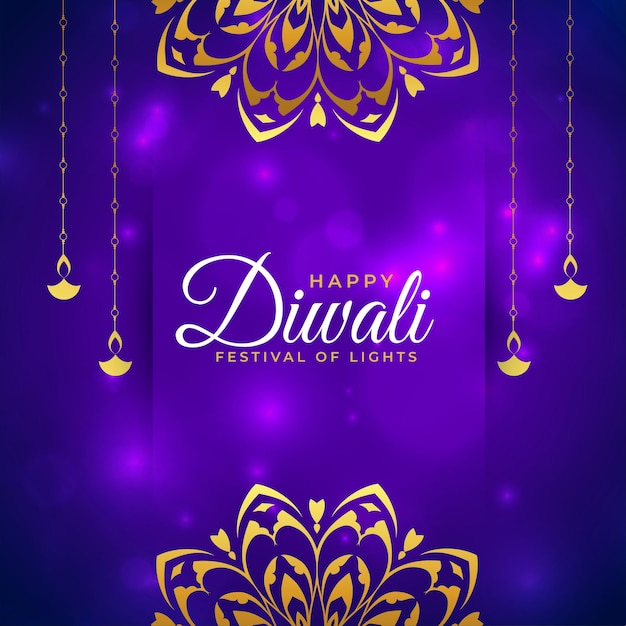 Fundo roxo cintilante de Diwali feliz
