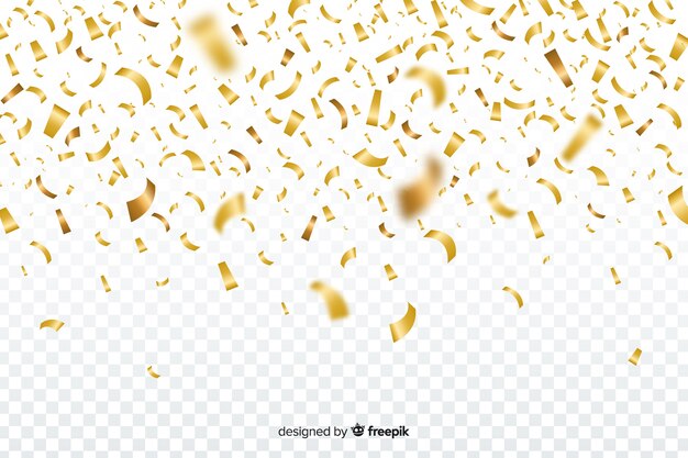 Fundo transparente com confete dourado