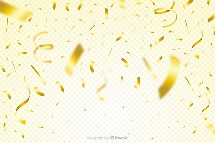 Vetor grátis fundo transparente com confete dourado