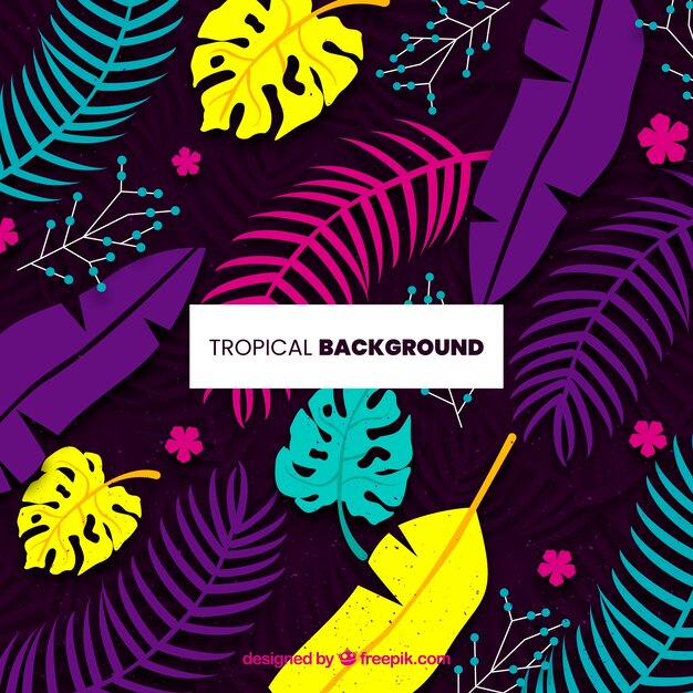 Fundo tropical colorido com design plano