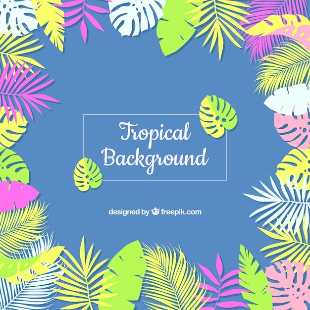 Fundo tropical colorido com design plano