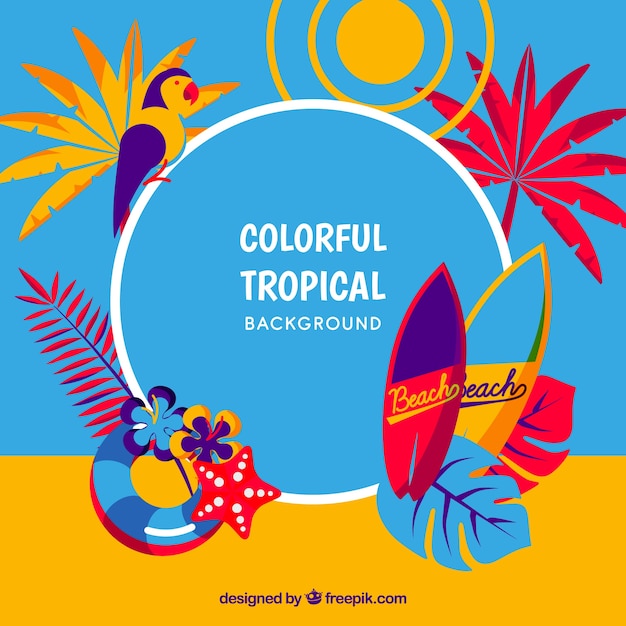 Vetor grátis fundo tropical colorido em estilo simples