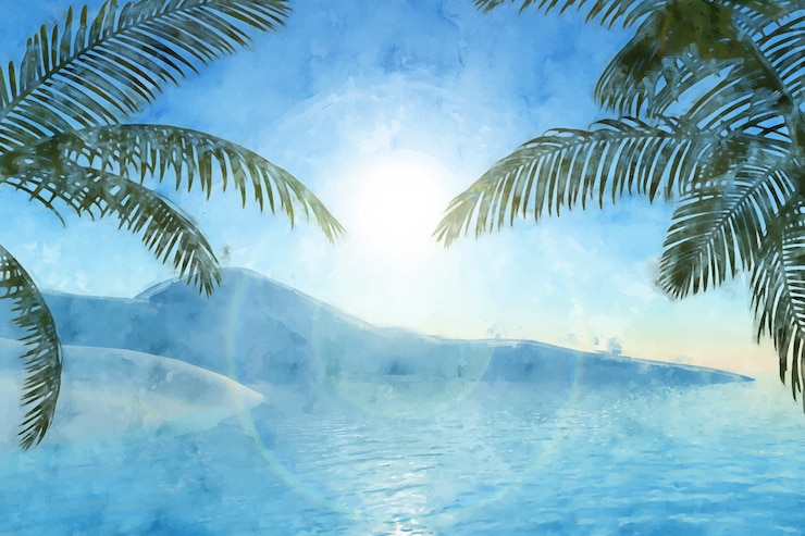 Vetor grátis fundo tropical de verão aquarela