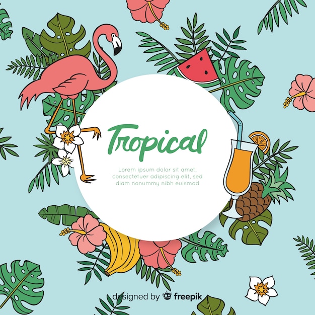 Fundo tropical desenhada de mão