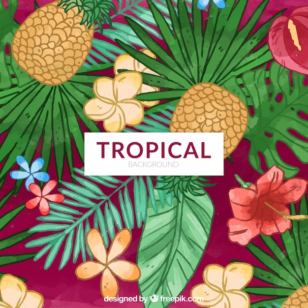 Fundo tropical desenhado a mão com pinapples