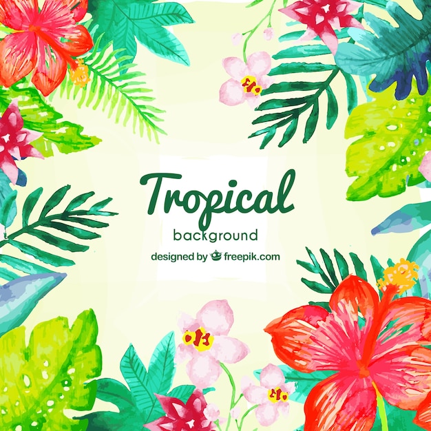 Fundo tropical em estilo aquarela