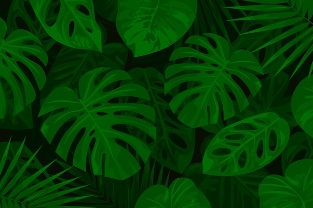 Fundo tropical verde realista folhas