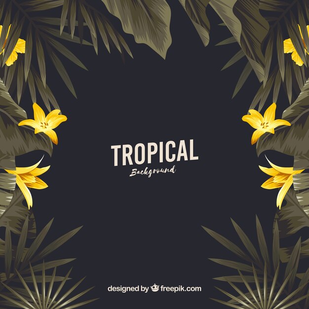 Fundo tropical vintage com design plano