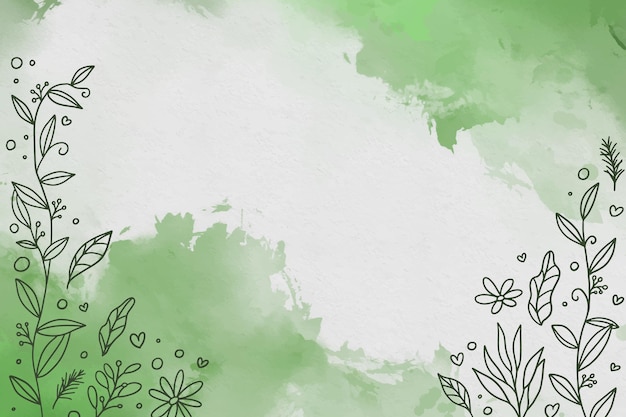 Fundo verde aquarela com flores