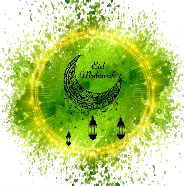 Fundo verde brilhante de Eid Mubarak