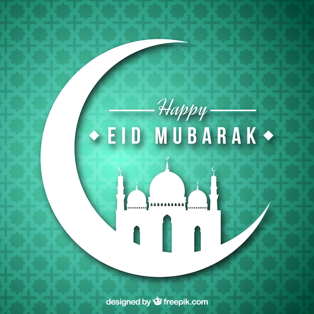 Fundo verde com eid mubarak lua