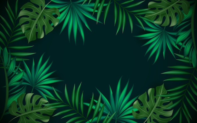 Fundo verde folhas tropicais