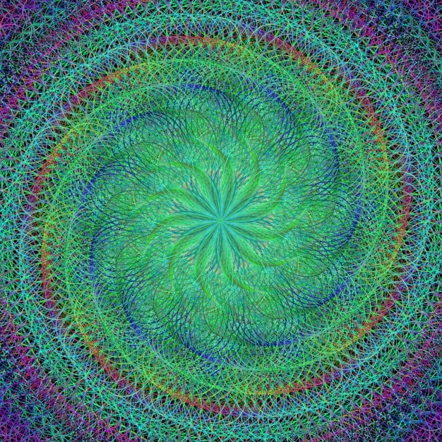 Fundo verde psicadélico com uma espiral