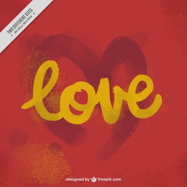 Vetor grátis fundo vermelho com coração e amor em amarelo