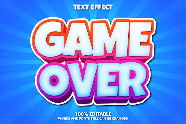Game over banner, fonte editável de desenho animado