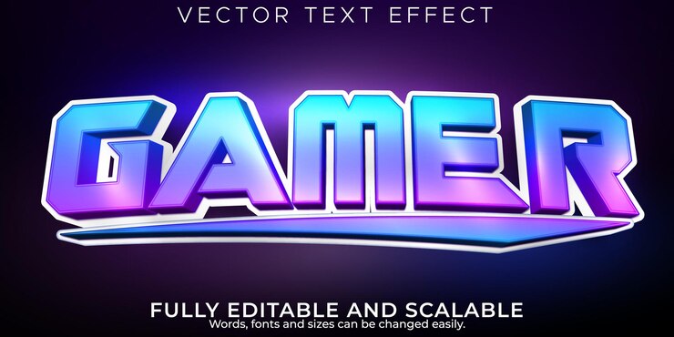 Vetor grátis gamer com efeito de texto editável, esport 3d e estilo de fonte de stream