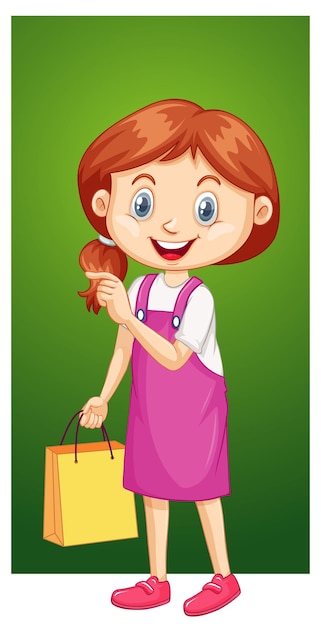 Vetor grátis garota feliz com sacola de compras