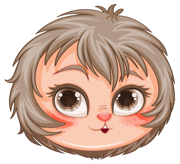 Vetor grátis garotinha híbrida gatinha em estilo desenho animado fantasia