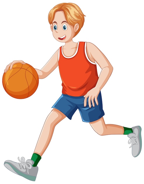 Vetor grátis garoto adolescente jogando basquete